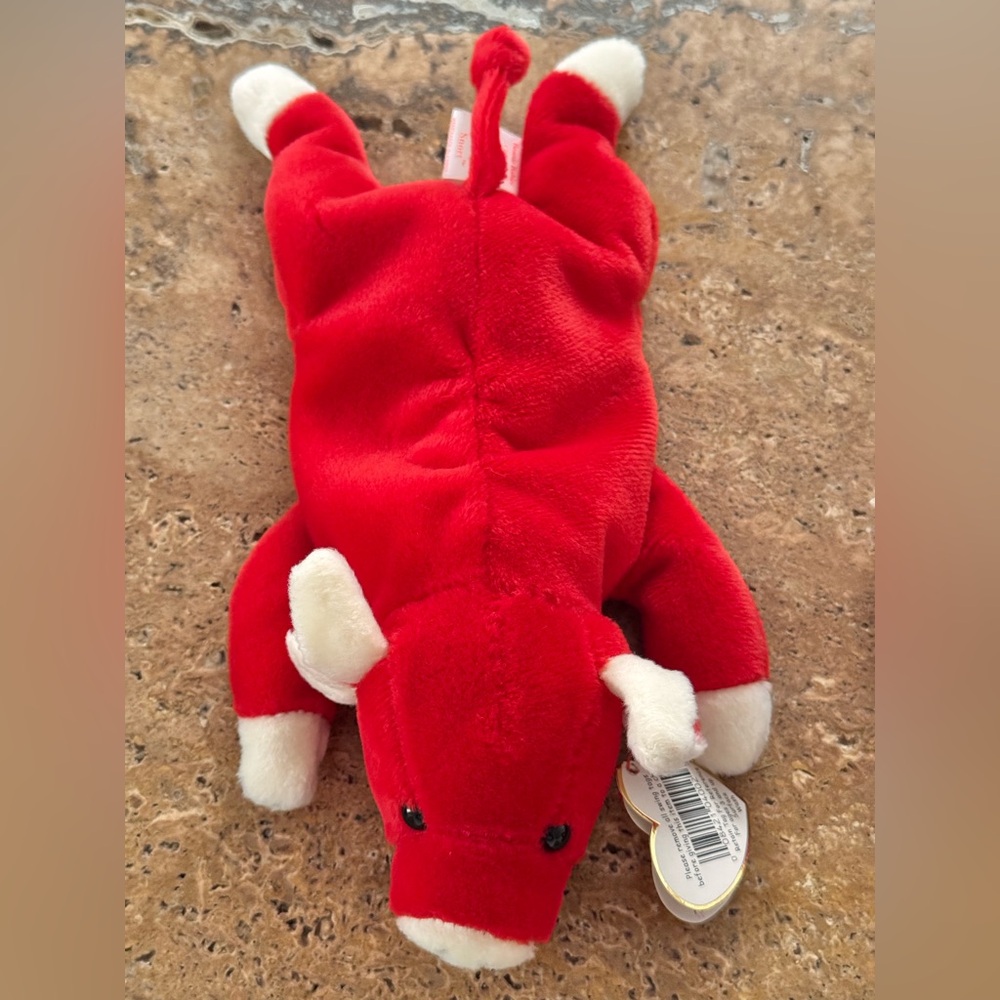 Ty 1995 Beanie Baby Snort Red and White Plush Bull